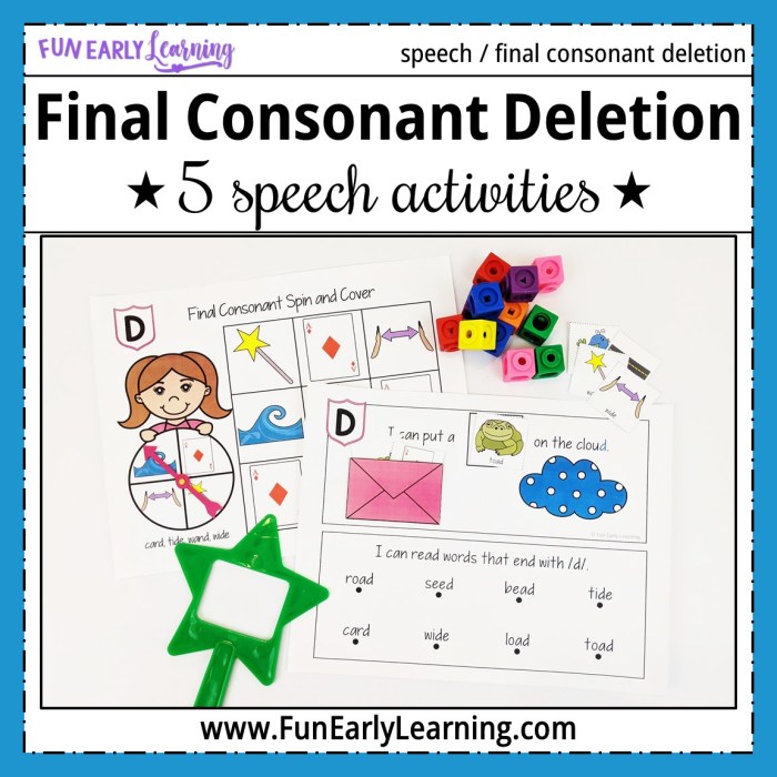 Medial consonant deletion word list