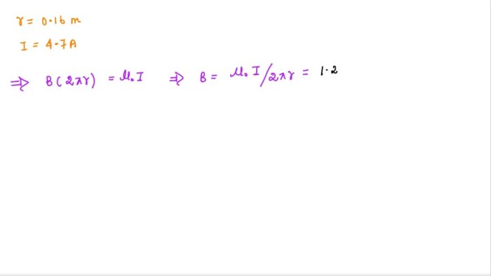 The drawing shows two perpendicular long straight wires