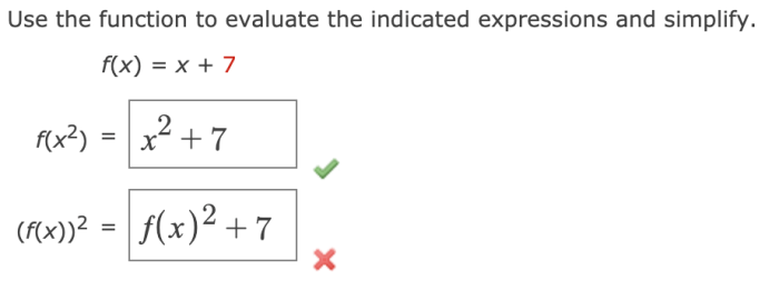 Use the function to evaluate the indicated expressions and simplify.