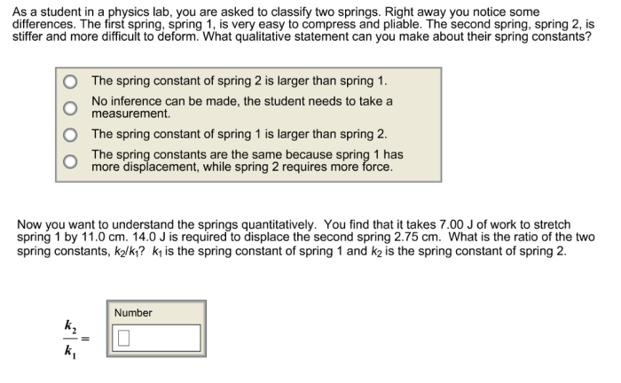 Student exploration determining a spring constant