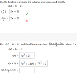 Indicated evaluate function use 9x simplify expressions 2x 2f transcribed text show